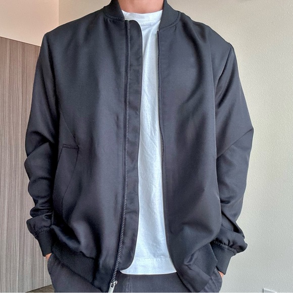 Men's Black Bomber Jacket - Picture 1 of 4